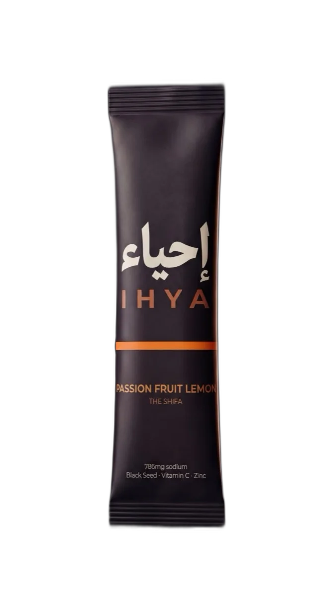 Ihya Passion Fruit Lemon — sachet and box